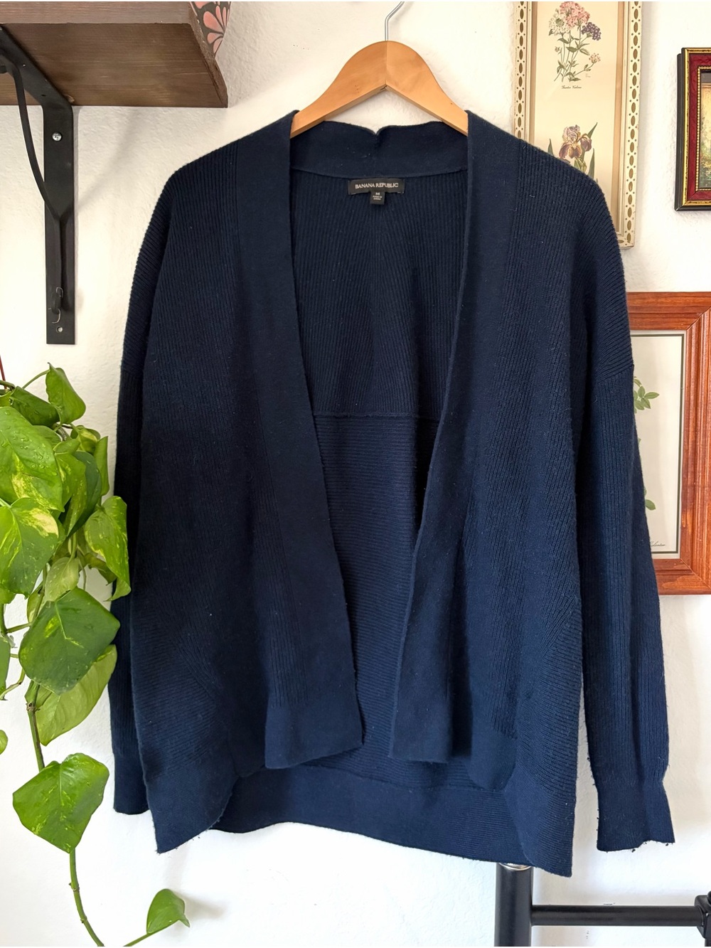 Wool Cashmere Banana Republic Navy Open-Front Women's Sweater Medium